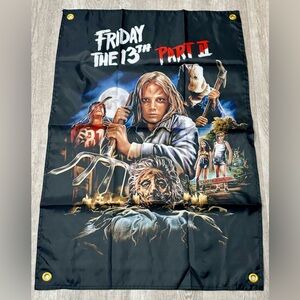 New in Package Vintage Horror Movie Flag/Tapestry -2ftx3ft - Friday the 13th